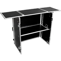 ProX Transformer Series Fold Away DJ Performance Desk Facade Black/Black with Wheels