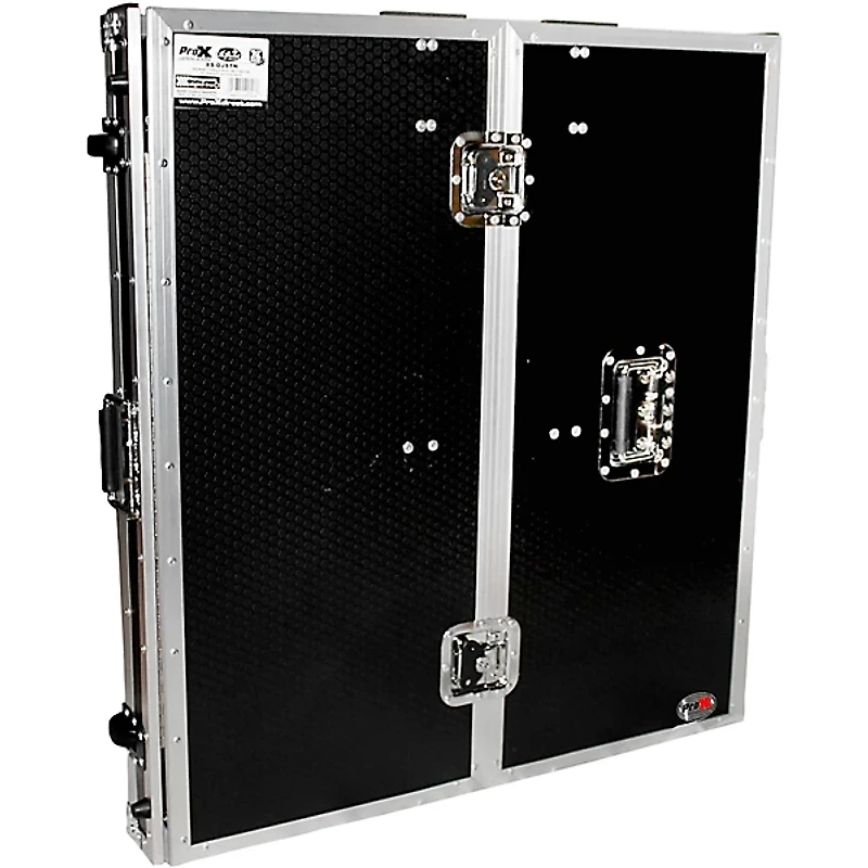 ProX Transformer Series Fold Away DJ Performance Desk Facade Black/Black with Wheels