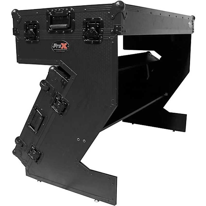 ProX Portable Z-Style Dj Table Flight Case - Black/Black (XS-ZTABLEBL) Black on Black Black