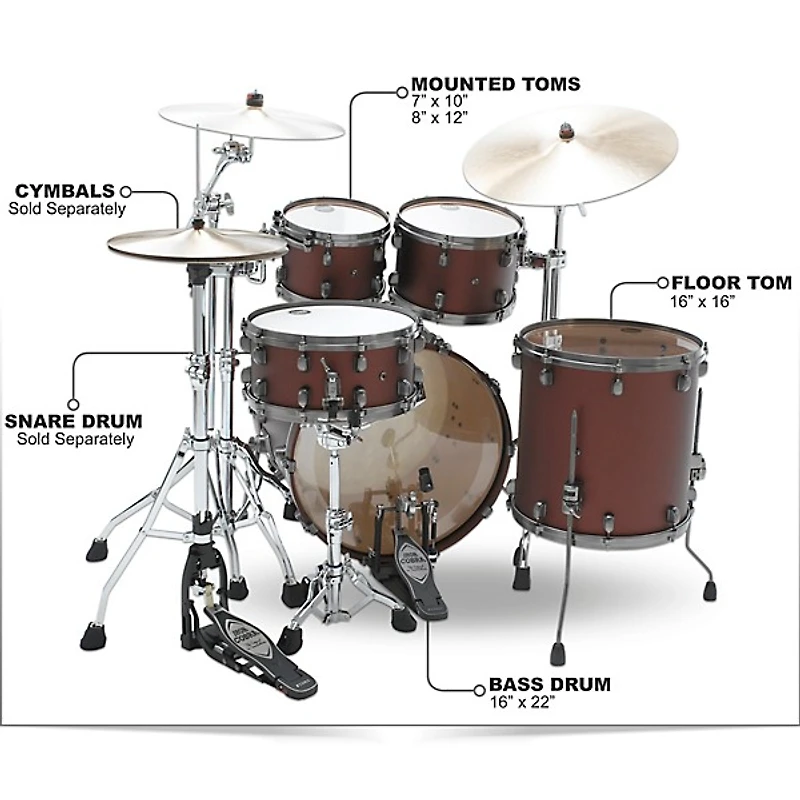 TAMA Starclassic Maple 4-Piece Shell Pack With 22" Bass Drum and Smoked Black Nickel Shell Hardware