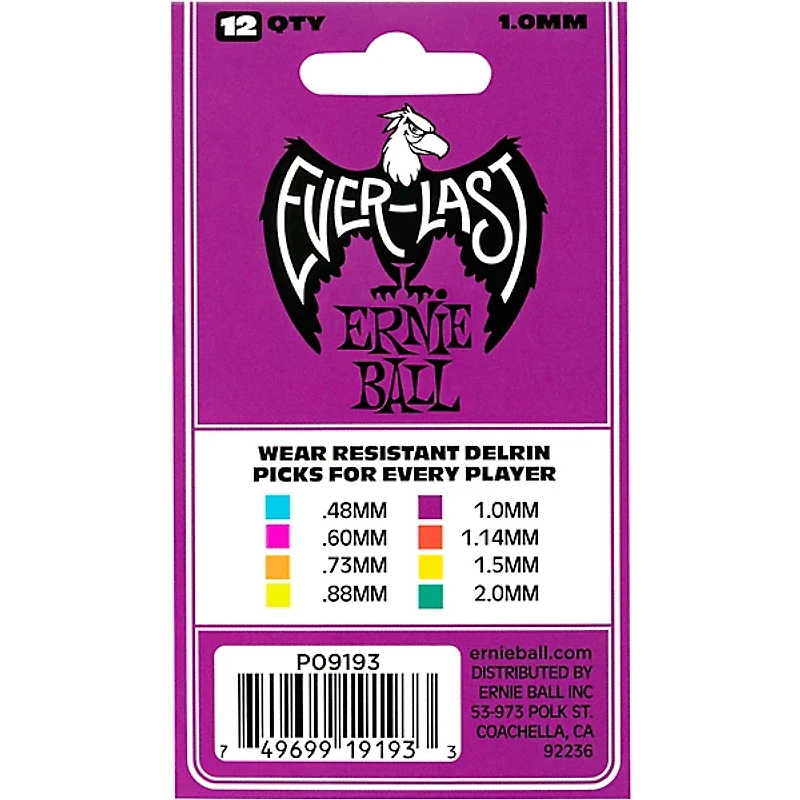 Ernie Ball Everlast Delrin Picks 12 Pack
