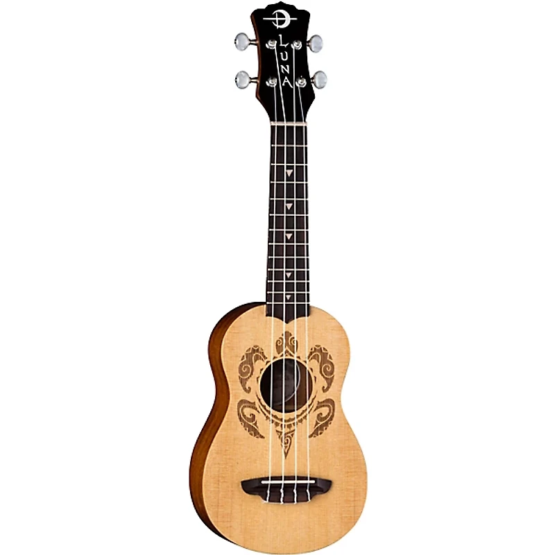 Luna Honu Turtle Spruce Soprano Ukulele Satin Natural