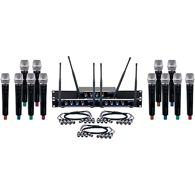 VocoPro DIGITAL-ACAPELLA-12 12-Channel UHF Wireless Handheld Microphone System, 900-927.2mHz 902-928 MHz Black