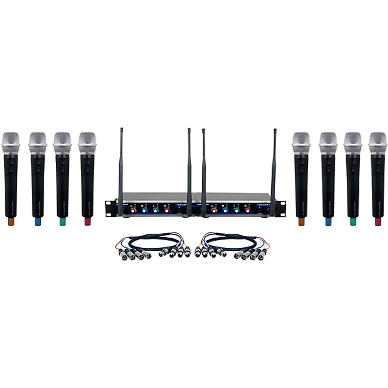 VocoPro DIGITAL-ACAPELLA-8 8-Channel UHF Wireless Handheld Microphone System, 900-927.2mHz 902-928 MHz Black