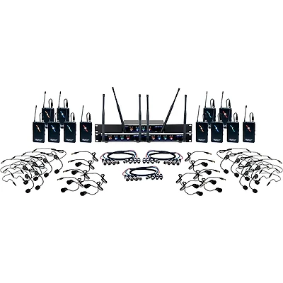 VocoPro DIGITAL-PLAY-12 12-Channel UHF Wireless Headset/Lapel Microphone System, 900-927.2mHz 902-928 MHz Black