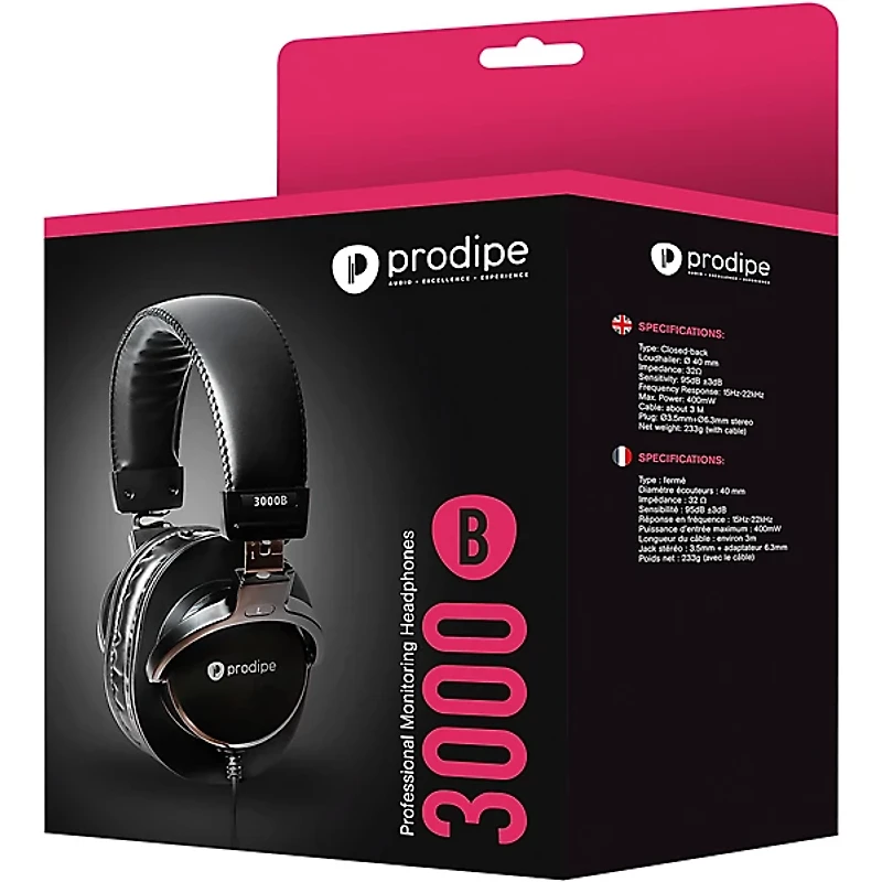 Prodipe 3000 Professional Studio Headphones - Black