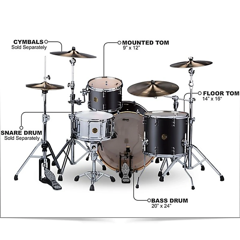 ddrum Dios 3-Piece Shell Pack Black Satin