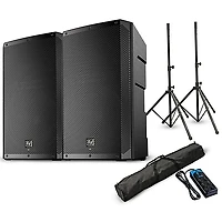 Electro-Voice ELX200 10" 1,200W Powered Speaker Pair With Stands, Bag & Power Strip - Black