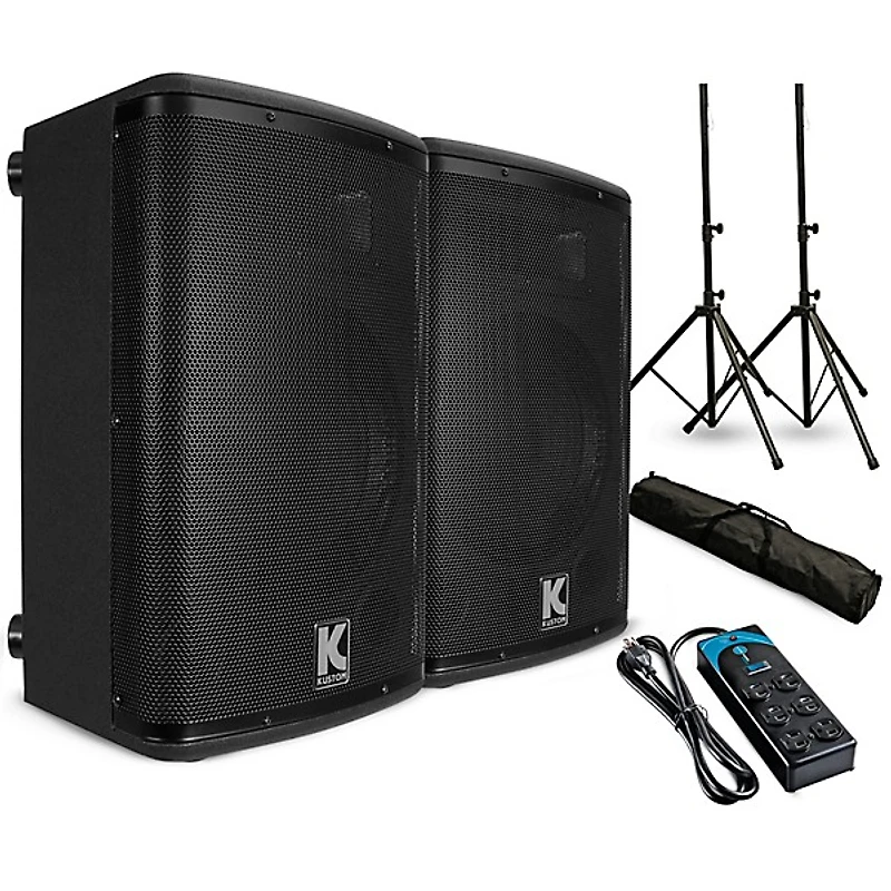 Kustom PA KPX10A 10" Powered Loudspeaker Pair With Stands and Power Strip