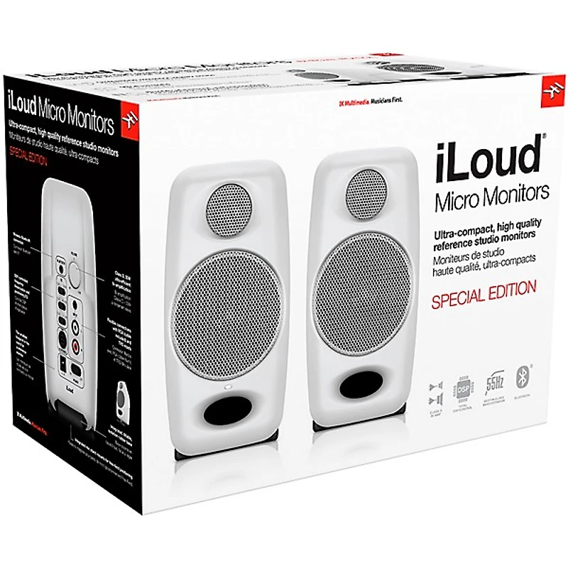 IK Multimedia iLoud Micro Monitor 3" Powered Studio Monitors (Pair), White