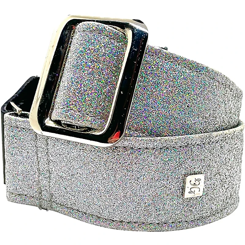 Get'm Get'm Gorgi Glitter Hologram Guitar Strap Silver 2 in.