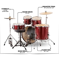 Ludwig BackBeat Complete 5-Piece Drum Set With Hardware and Cymbals -