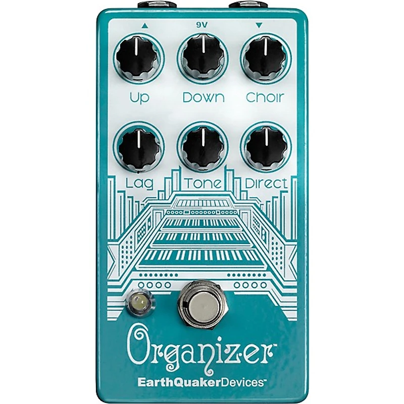 EarthQuaker Devices Organizer V2 Organ Emulator Effects Pedal and Octoskull T-Shirt Large Black