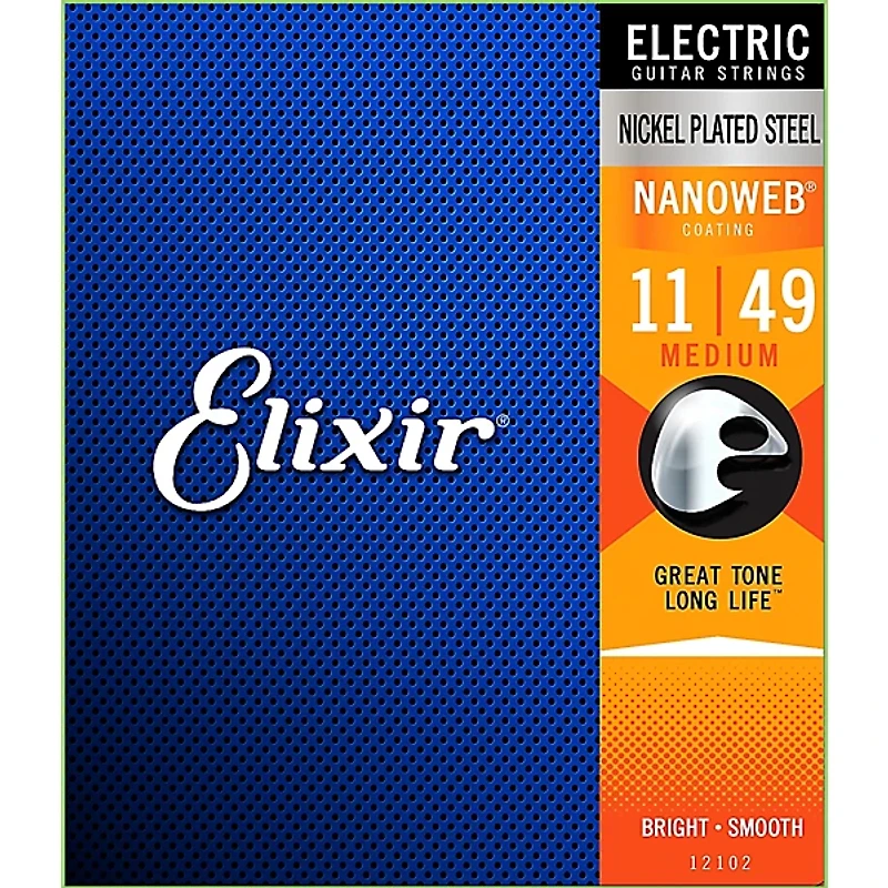 Elixir Electric Guitar Strings with NANOWEB Coating, Medium (.011-.049) 2-Pack