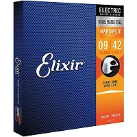 Elixir Electric Guitar Strings with NANOWEB Coating, Super Light (.009-.042) 2-Pack