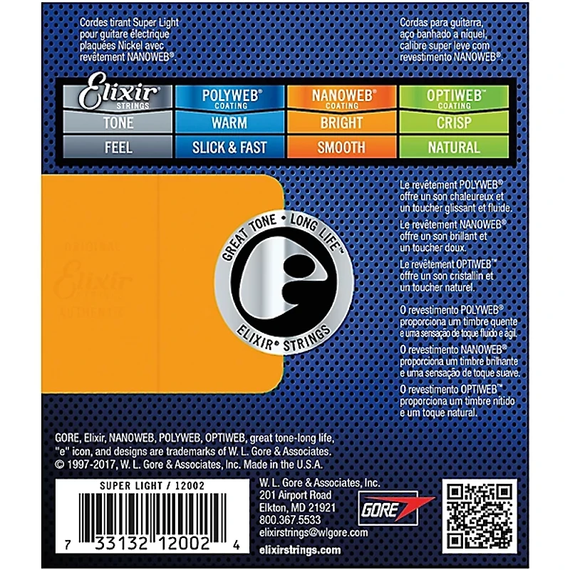 Elixir Electric Guitar Strings with NANOWEB Coating, Super Light (.009-.042) 2-Pack