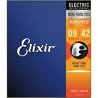 Elixir Electric Guitar Strings with NANOWEB Coating, Super Light (.009-.042) 2-Pack