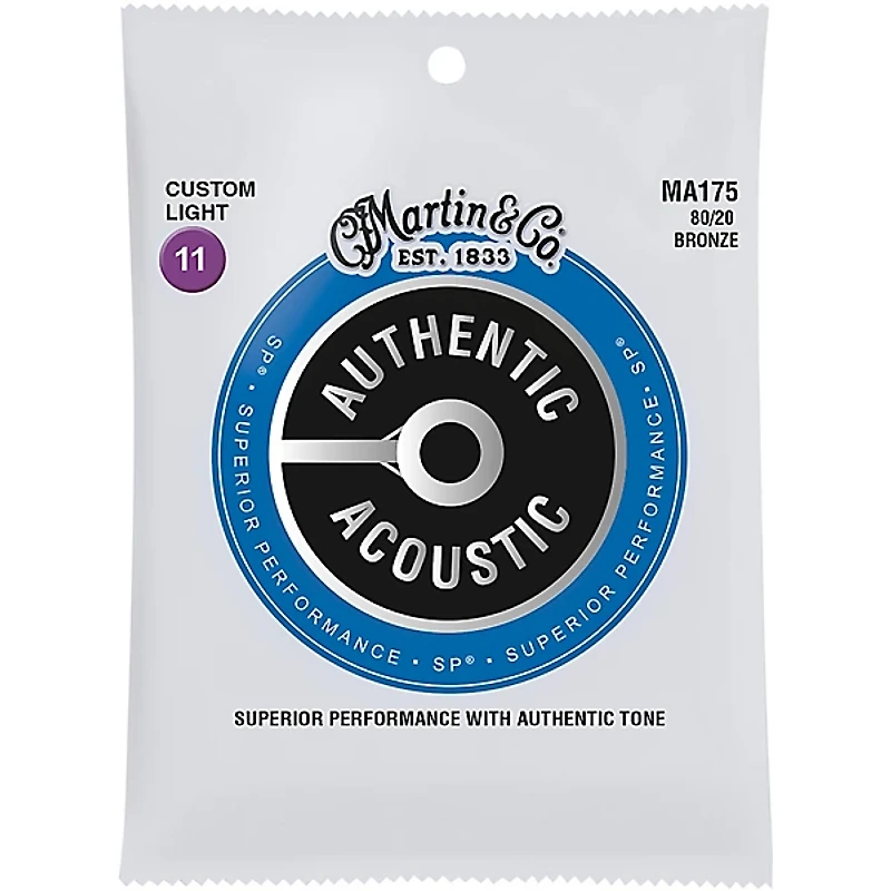 Martin MA175 SP 80/20 Bronze Custom-Light Authentic Acoustic Guitar Strings