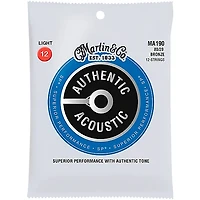 Martin MA190 SP 12-String 80/20 Bronze Light Authentic Acoustic Guitar Strings