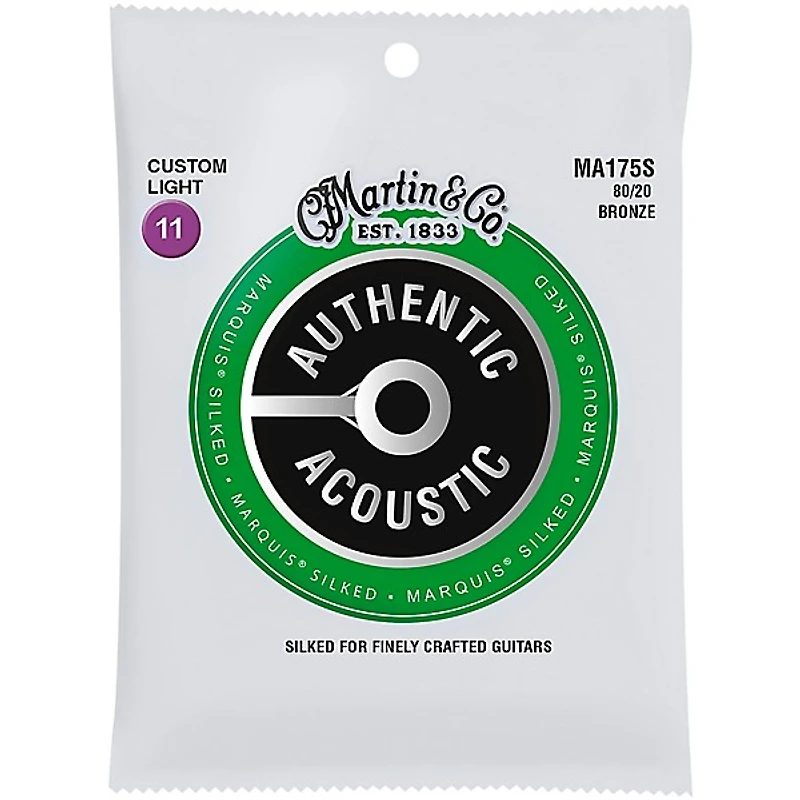 Martin MA175S Marquis 80/20 Bronze Custom-Light Authentic Acoustic Silked Guitar Strings