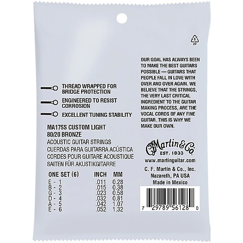 Martin MA175S Marquis 80/20 Bronze Custom-Light Authentic Acoustic Silked Guitar Strings