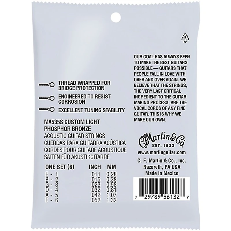 Martin MA535S Marquis Phosphor Bronze Custom-Light Authentic Silked Acoustic Guitar Strings