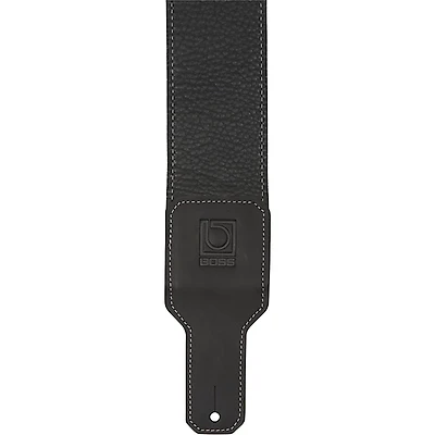 BOSS 3" Premium Leather Guitar Strap Black 3 in.