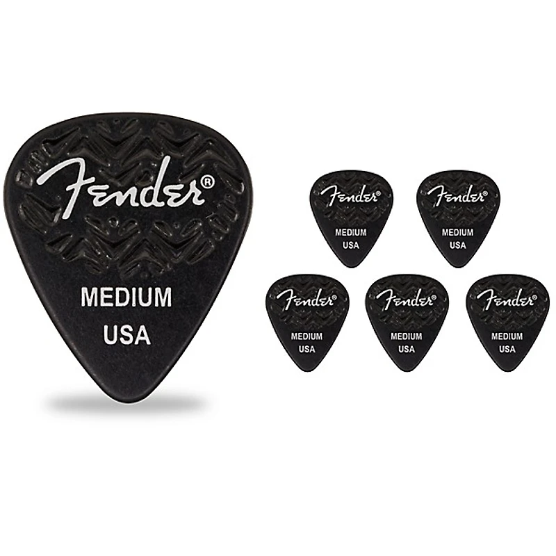 Fender 351 Shape Wavelength Celluloid Guitar Picks (6-Pack), Black