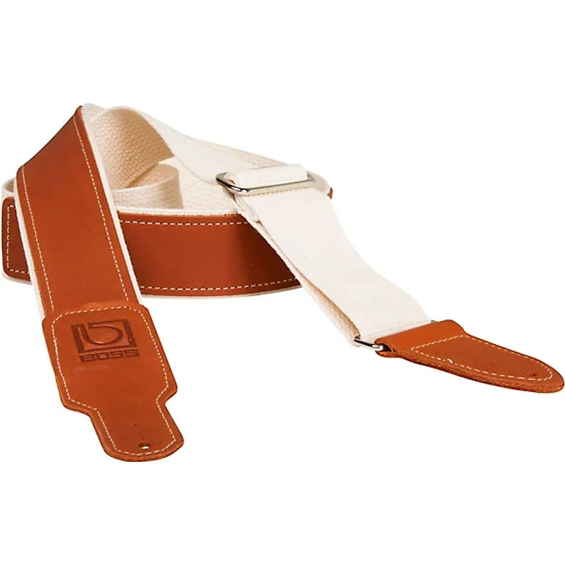 BOSS 2" Leather/Nylon Hybrid Guitar Strap Natural 2 in.
