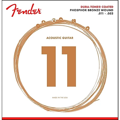 Fender 860CL Phosphor Bronze Dura-Tone Coated Acoustic Guitar Strings 11-52