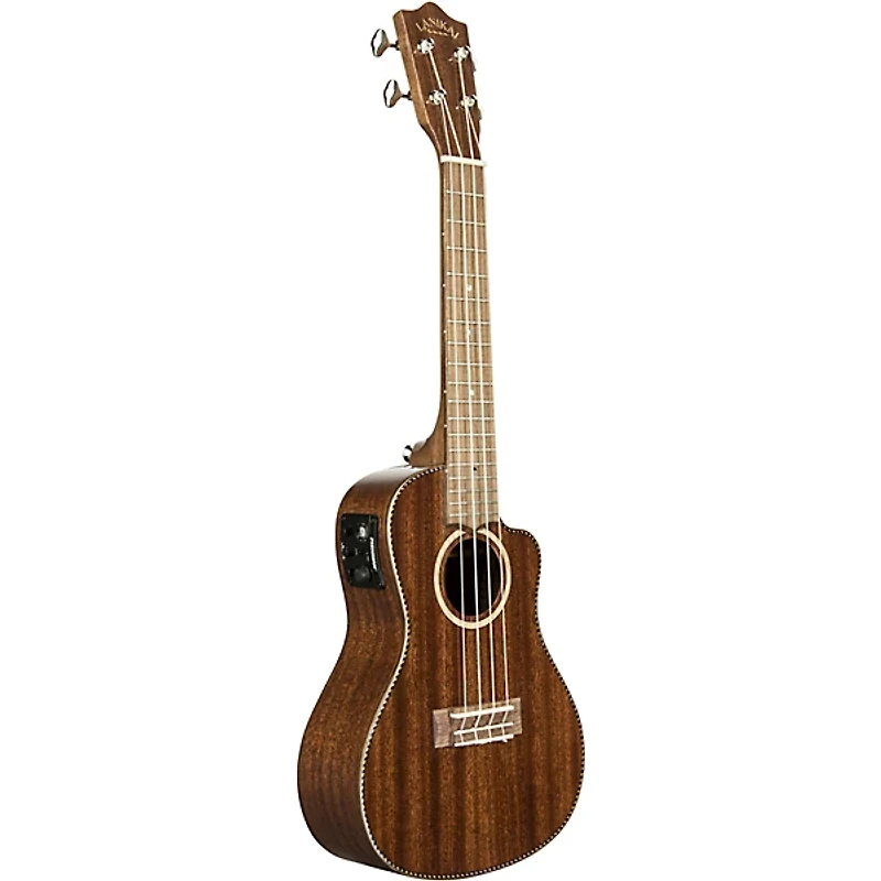 Lanikai MAS-CEC All Solid Mahogany Concert with Kula Preamp Acoustic-Electric Ukulele Mahogany