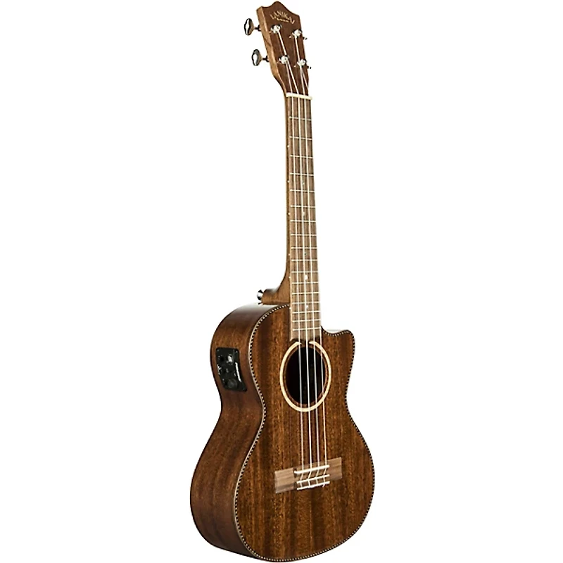 Lanikai MAS-CET All Solid Mahogany Tenor with Kula Preamp Acoustic-Electric Ukulele Mahogany