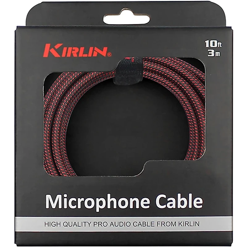 Kirlin XLR Male To XLR Female Microphone Cable - Black And Red Woven Jacket