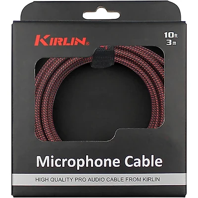 Kirlin XLR Male To XLR Female Microphone Cable - Black And Red Woven Jacket