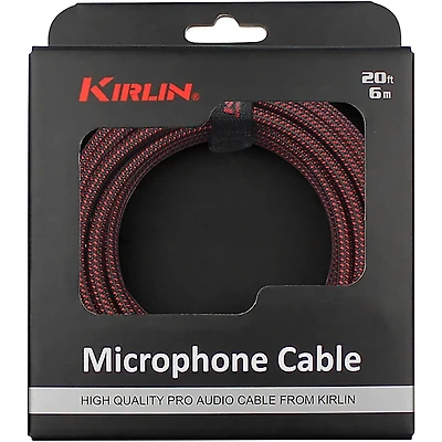 Kirlin XLR Male To XLR Female Microphone Cable - Black And Red Woven Jacket