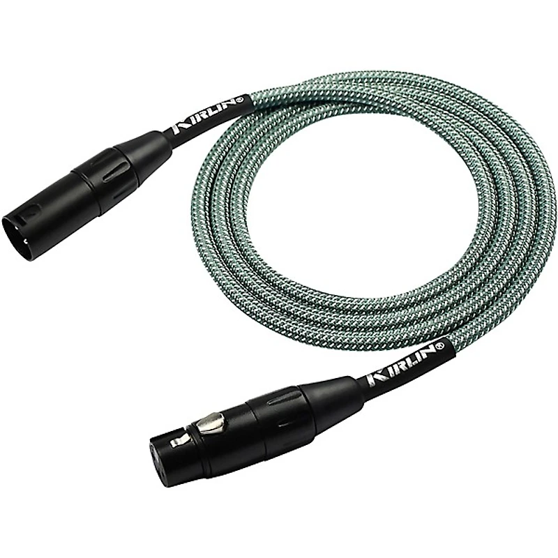 Kirlin XLR Male To XLR Female Microphone Cable - Olive Green Woven Jacket