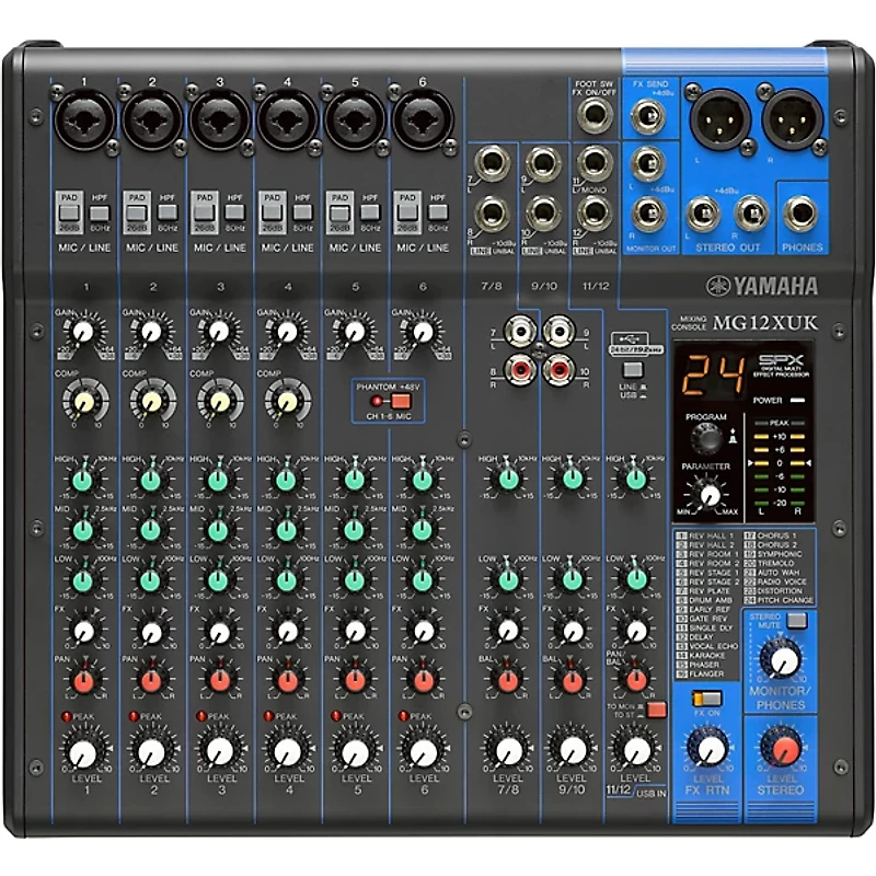 Yamaha MG12XUK Mixer with Yamaha DBR Speakers