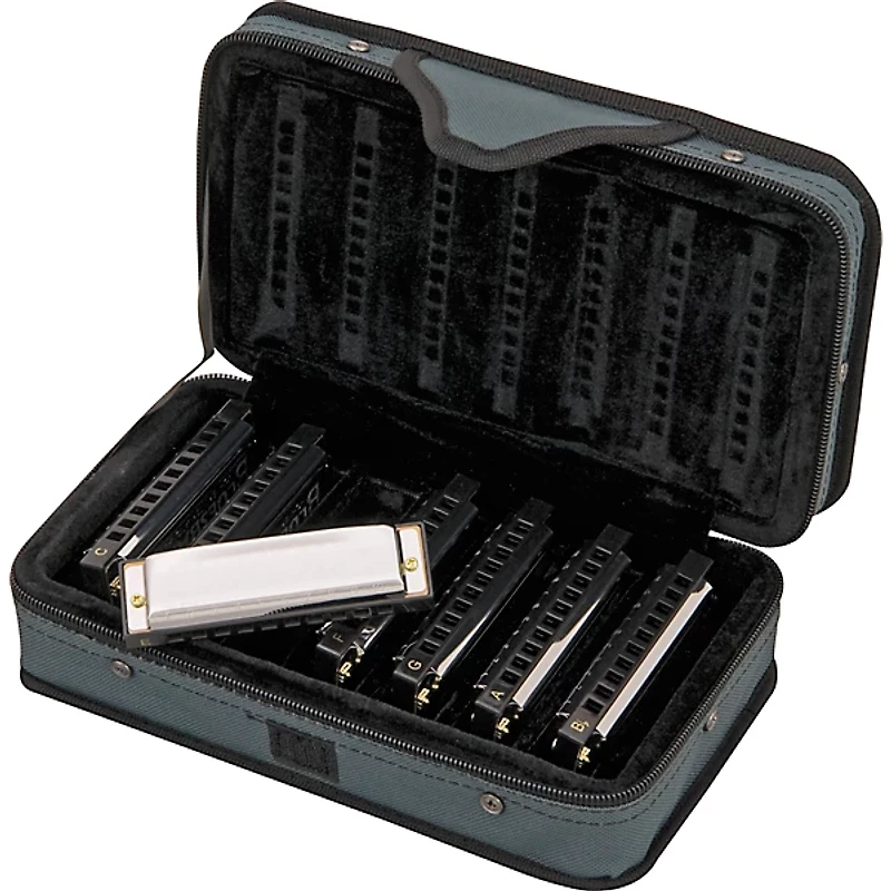 Hohner Blues Band 7 Piece Harmonica Set With Harmonica Holder