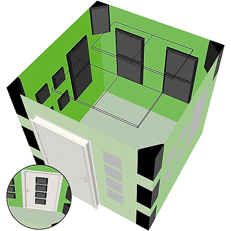 Ultimate Acoustics UA-WPB-12 Acoustic Foam Absorption Panels - 12"x12"x2" Bevel 24-Pack