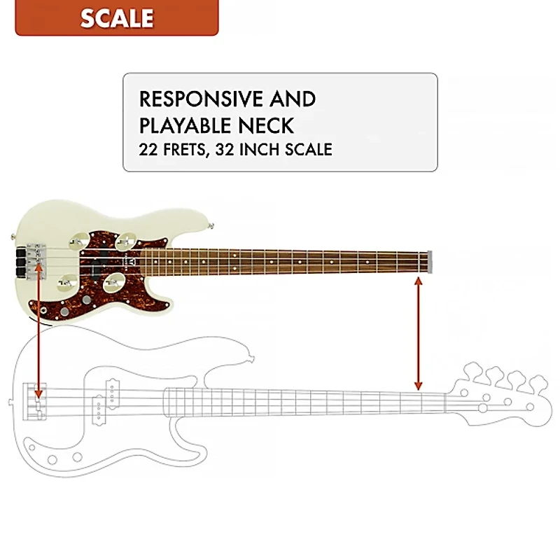 Traveler Guitar TB-4P Electric Travel Bass Pearl White