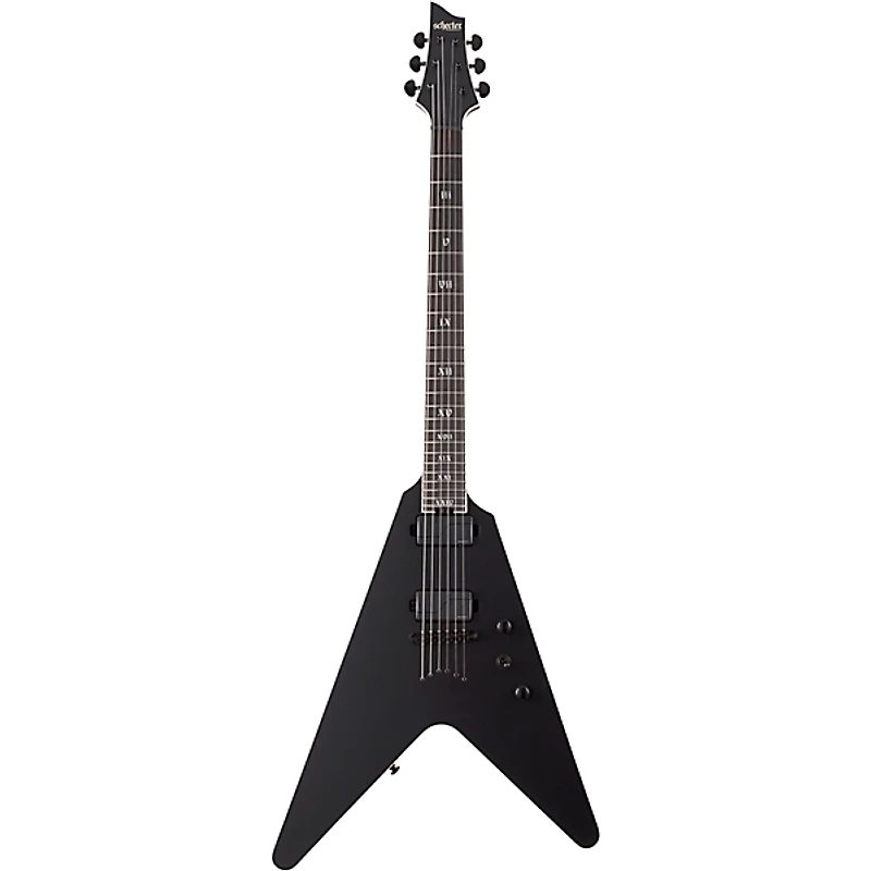 Schecter Guitar Research V-1 SLS Elite Evil Twin Electric Guitar Satin Black