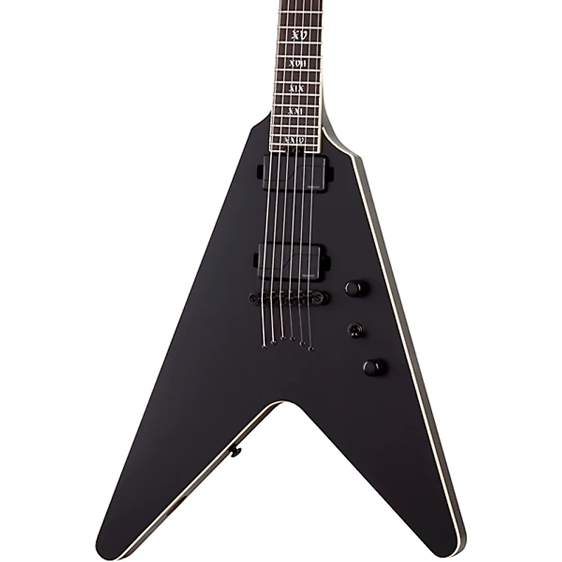 Schecter Guitar Research V-1 SLS Elite Evil Twin Electric Guitar Satin Black