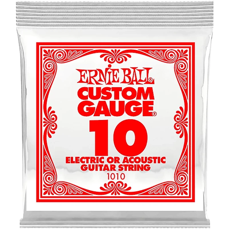 Ernie Ball Custom Gauge 1010 .010GA Single Acoustic or Electric Guitar String