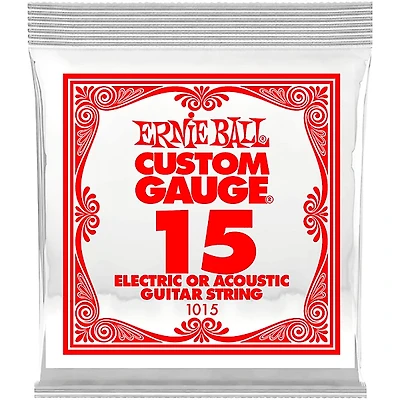 Ernie Ball Custom Gauge 1015 .015GA Single Acoustic or Electric Guitar