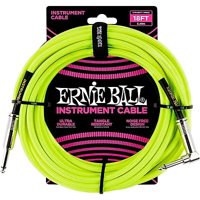Ernie Ball 18' Straight to Angle Braided Instrument Cable