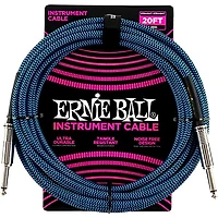 Ernie Ball Woven Straight/Straight Nickel-Plated 1/4" Instrument Cable 20 ft. Black/Blue