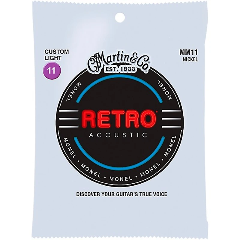 Martin MM11 Retro Acoustic Acoustic Guitar Strings - Nickel, Custom Light (11-52)