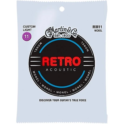 Martin MM11 Retro Acoustic Acoustic Guitar Strings - Nickel, Custom Light (11-52)