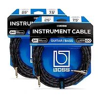 BOSS BIC-25A Angled to Straight Instrument Cable, 25' 2-Pack