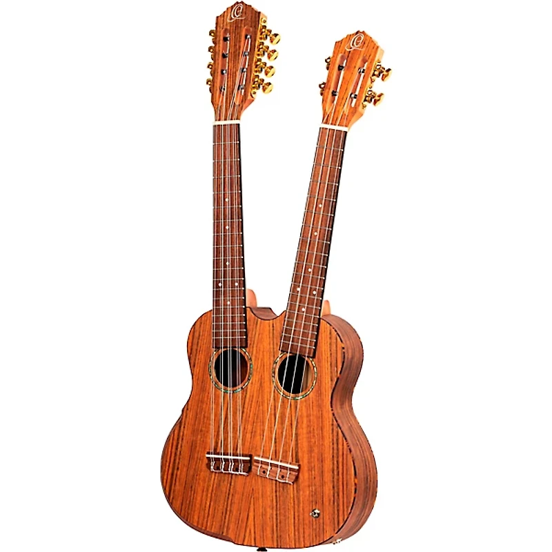 Ortega HYDRA Double Neck 4-String & 8-String Tenor Acoustic-Electric Ukulele Satin Natural